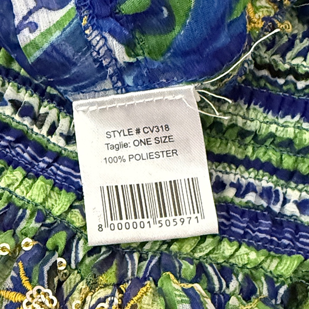 ANTICA SARTORIA by Giacomo Cinque LEMONS blue Mediterranean sequin sheer Dress - Picture 11 of 14